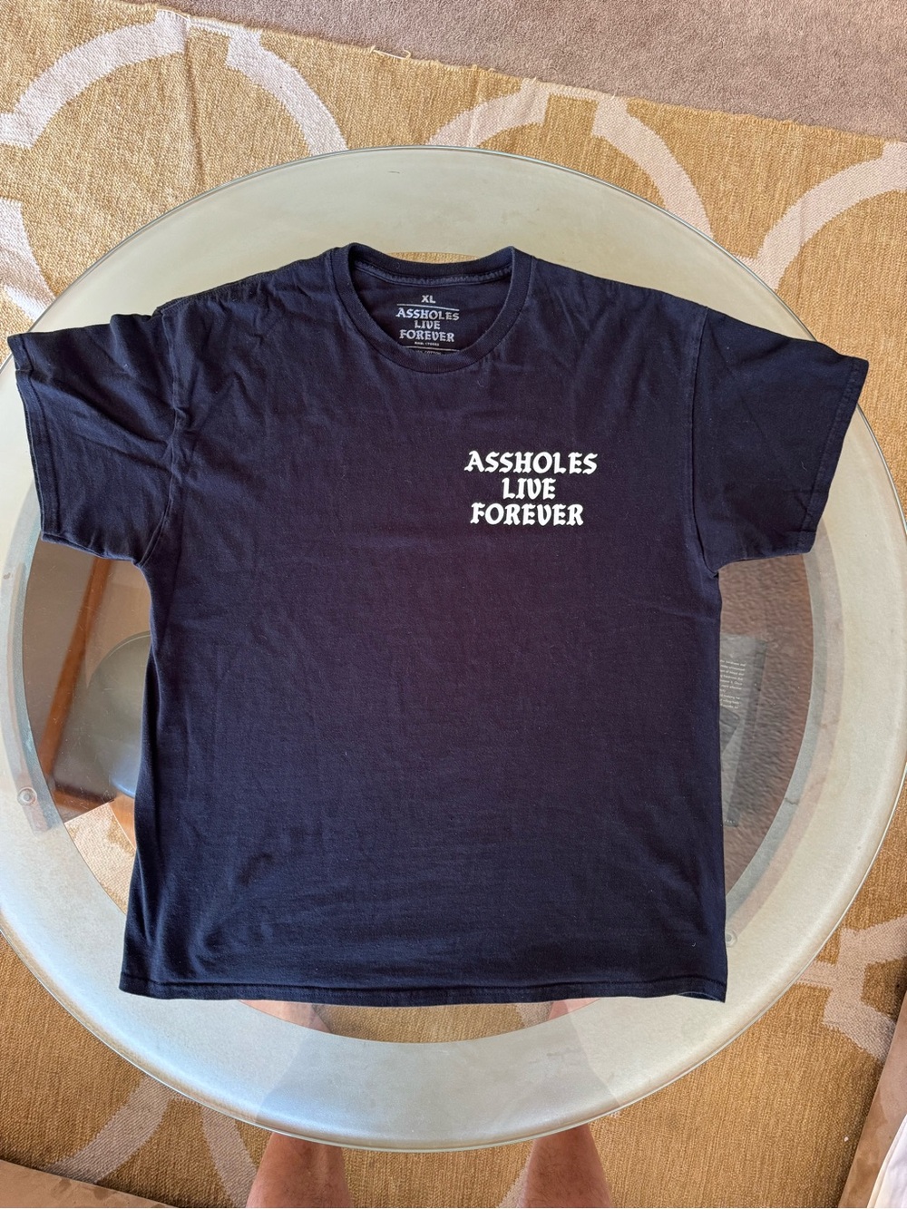 Assholes Live Forever Men's Black Graphic Tee Size XL